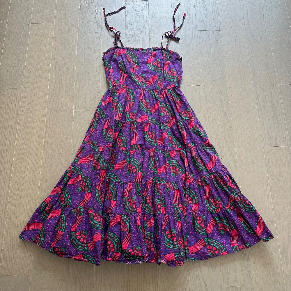 Ulla Johnson Purple & Pink Printed Midi Dress